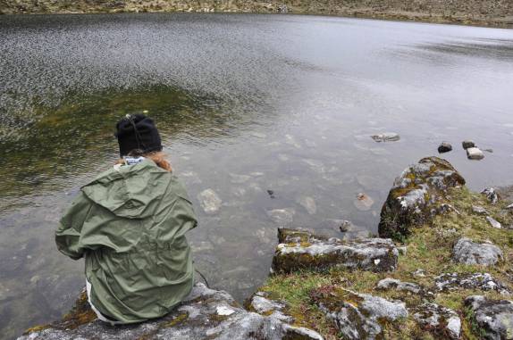 Observando lagoa a 4 miil metros de altitude, na região dos Andes venezuelanos, perto de Mérida